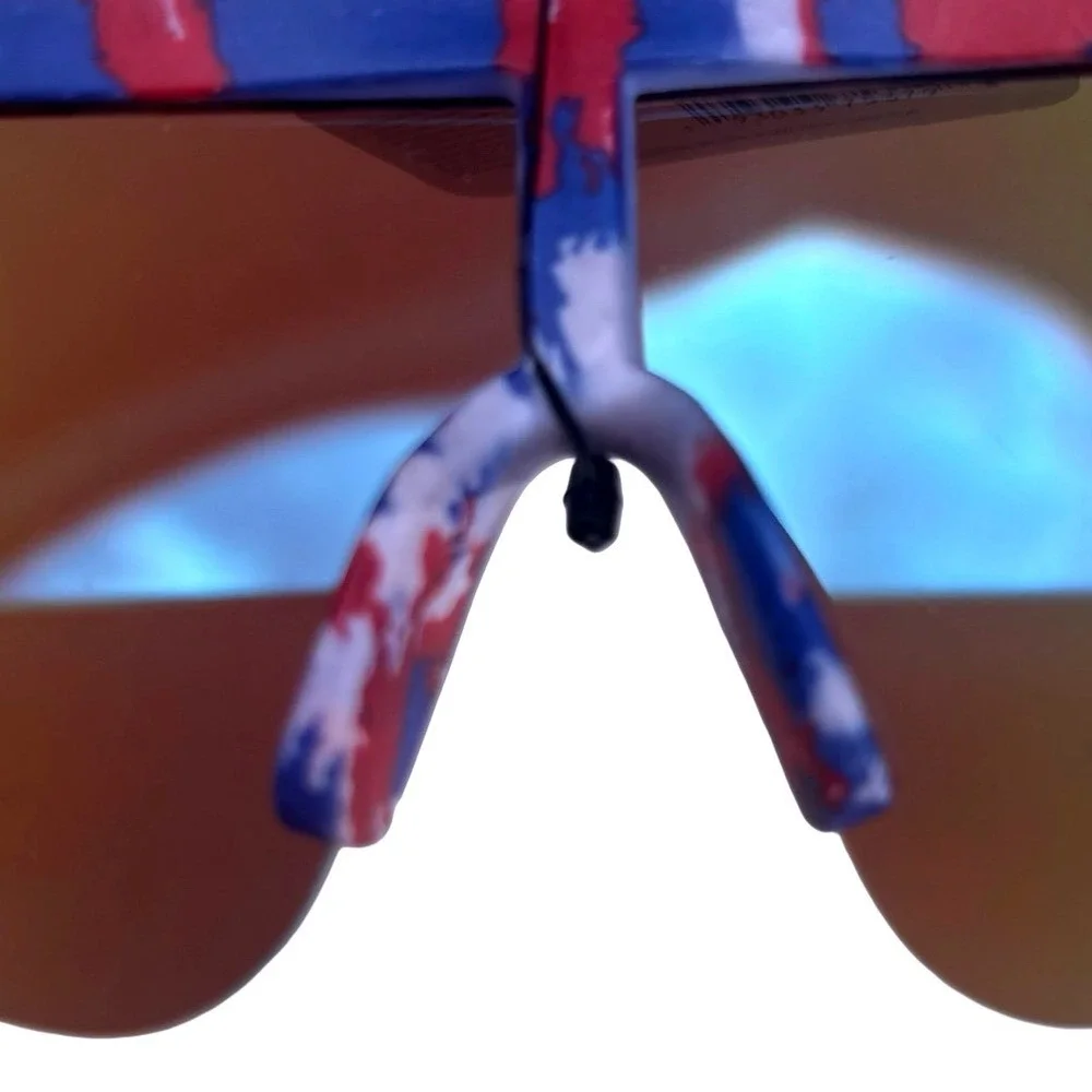 Panama Jack x Foster Grant Surf Sunglasses Unisex Blue Mirror Red White Blue NWT